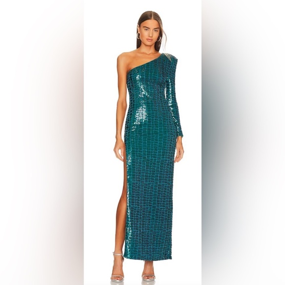 New REVOLVE Rumi Gown in Teal by Michael Costello, small​